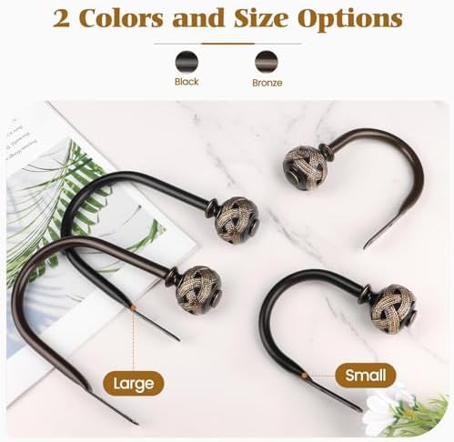 2 Pack Black Curtain Holdbacks with Leaf Finials