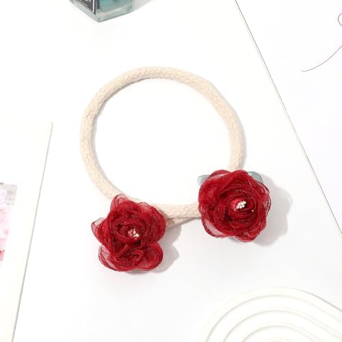 Handmade Artificial Rose Flower Curtain Holdbacks Wine Red