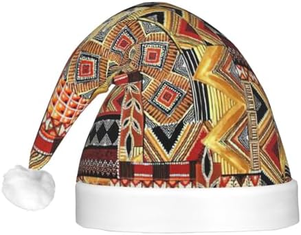 African Textile Patchwork Print LED Christmas Hat for Adults