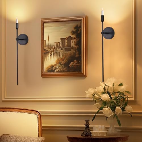 Black Candle Sconces Wall Holder Set of 2