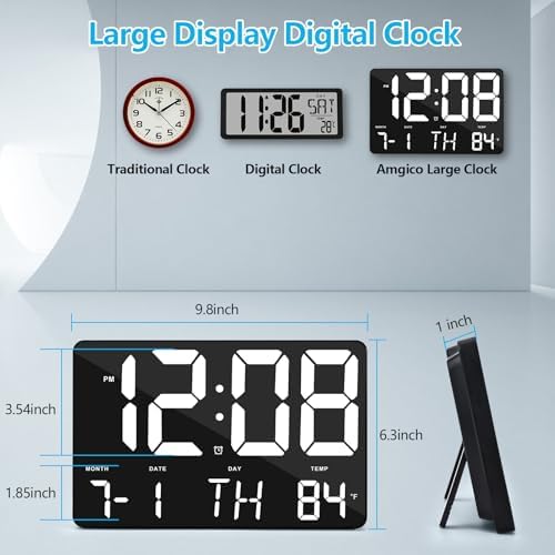 Amgico Digital Alarm Clock with Snooze and Temperature