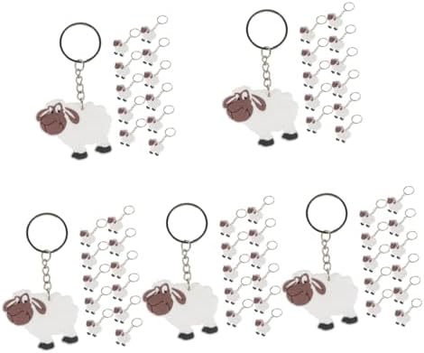 60 Pcs Cute Sheep Keychain Pendant Key Ring