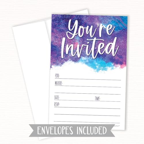 Galaxy Birthday Invitations With Envelopes 20 Count Outer Space Theme