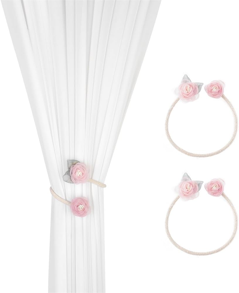 Handmade Artificial Rose Flower Curtain Holdbacks Pink