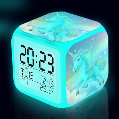 Rainbow Unicorn Alarm Clock with Nightlight