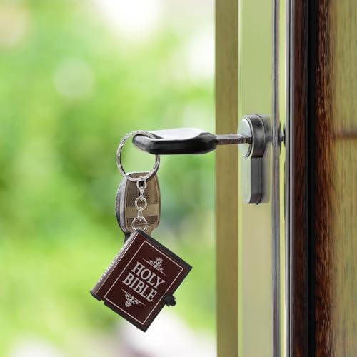 4pcs Miniature Bible Keychain Set with English Verses