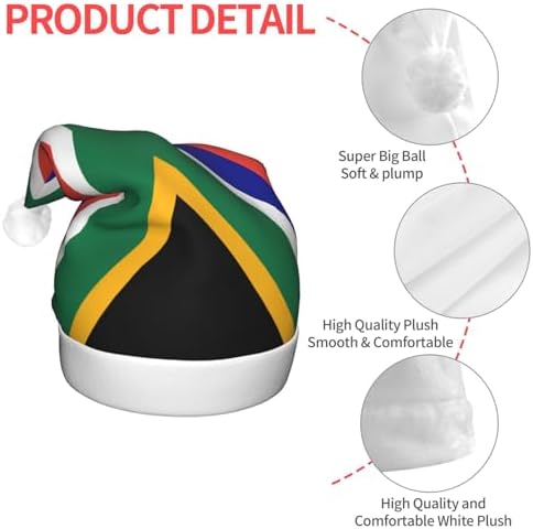 South African Flag Print Christmas Hat with LED Lights