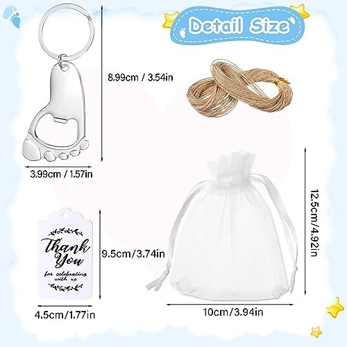 24Pcs Baby Footprint Keychain Bottle Opener