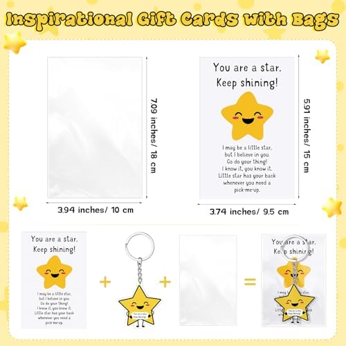 60 Sets Youre a Star Keychains with Cards Back to School Student Gifts