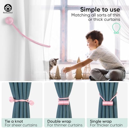 Remunkia Magnetic Curtain Holdbacks 2 Pack - Pink