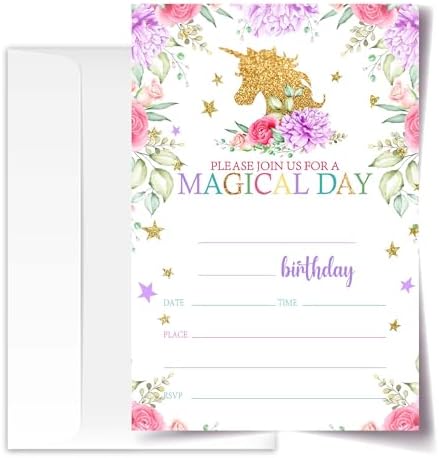 4x6 Magical Birthday Invitations for Girls