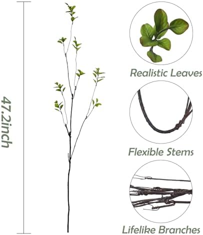 4 Pcs Artificial Ficus Branches for Vase Filler and Centerpiece
