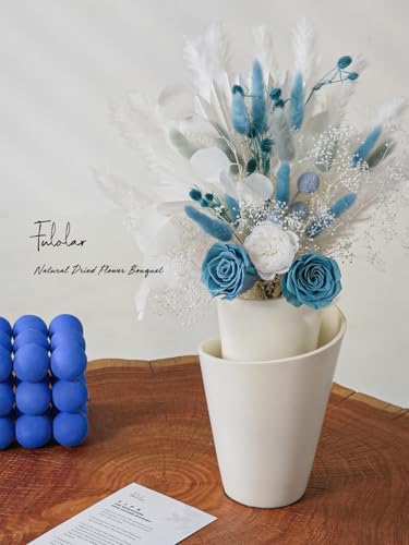 Fulolar Natural Dried Flower Bouquet Boho Blue