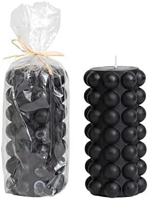 Creative Co-Op Unscented Hobnail Black Pillar Candle