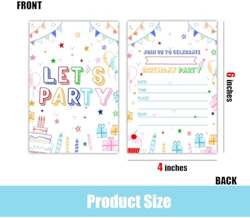 Simple Lets Party Birthday Invitations for Girls 30Pcs 4x6 Inches