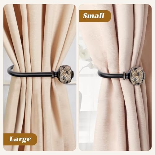 2 Pack Black Curtain Holdbacks with Leaf Finials