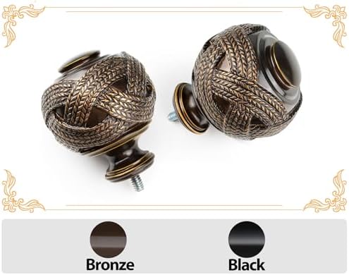 USFOOK Bronze Curtain Rods 32-58 Inches Splicing Design