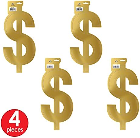 Beistle Foil Dollar Sign Silhouettes Pack of 4