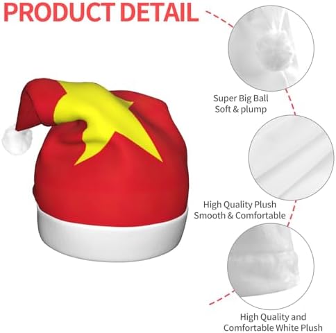 Vietnamese Flag Print Christmas Hat with LED Lights