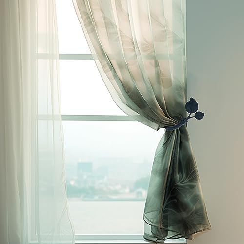 Premium Metal Leaf Curtain Holdbacks 2 Pack Matte Black Heavy Duty Hooks
