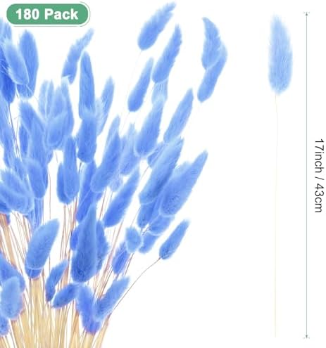 180-Pack Bright Blue Artificial Bunny Tail Grass