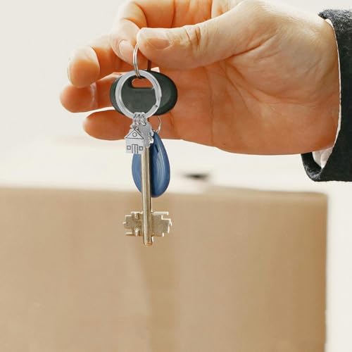 LOGOFUN 4PCS Housewarming Keychains Metal Key Ring for Bag Backpack