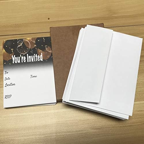 QualityVibe Black Gold Balloons Invitations Set of 25
