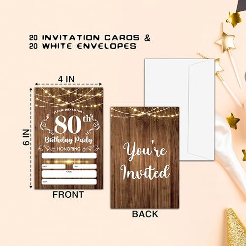 CLIRBE 80th Birthday Invitations Set of 20