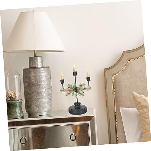 Elegant Christmas Candle Holder Three-Headed Table Centerpiece
