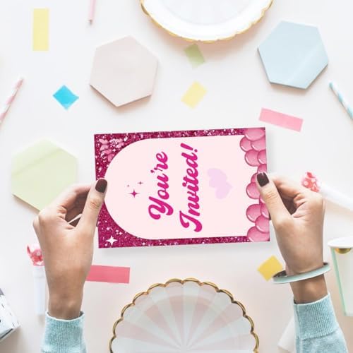 Pink Doll Birthday Party Invitations with Envelopes Set of 20