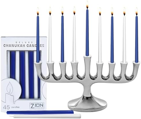 Stunning Sleek Designers Menorah with Candle Set