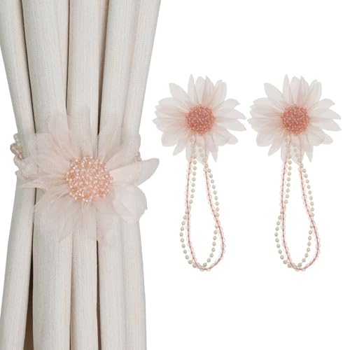 Flower Magnetic Curtain Tiebacks - 2 Pack Pink