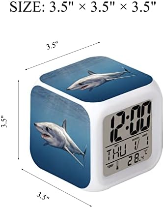 LED Alarm Clock with Shark Pattern Night Light