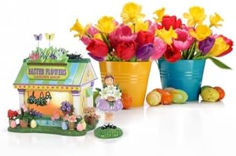 Department 56 Snow Village Easter Garden Shop and Girl Figurine Set