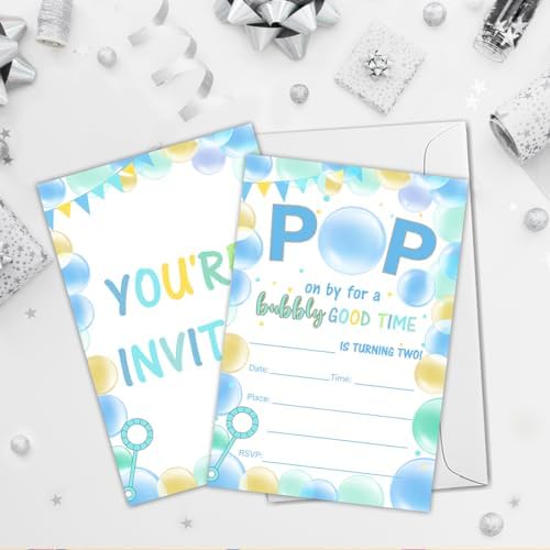 Bubble Party Birthday Invitations with Envelopes Set of 20