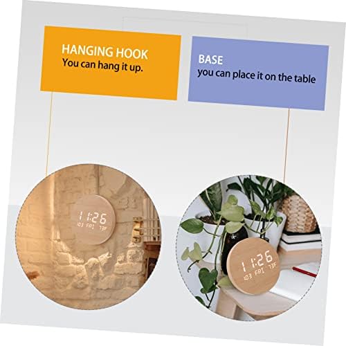 1pc Multifunctional LED Wooden Alarm Clock with Mirror