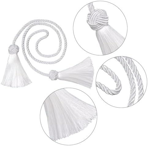 4 Pack White Curtain Tiebacks with Tassels