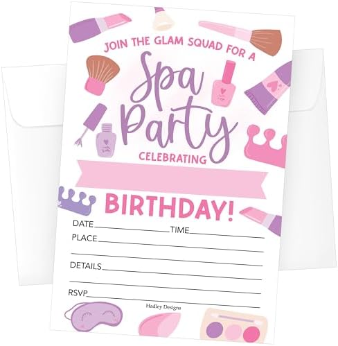 Hadley Designs 15 Glam Kids Spa Birthday Party Invitations for Girls 1