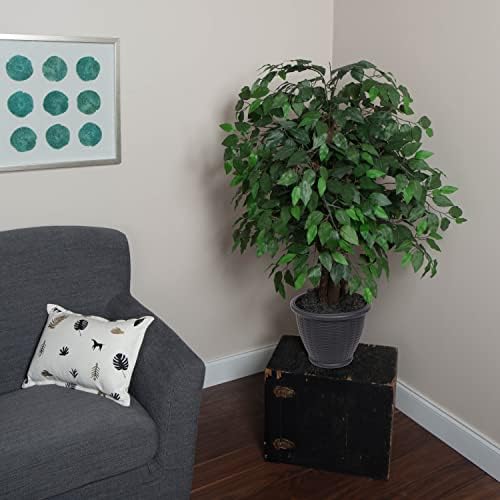 Vickerman 4 Foot Artificial Ficus Bush with Decorative Container