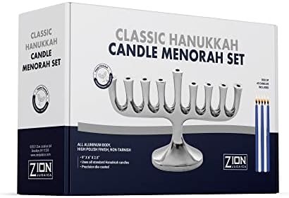 Stunning Sleek Designers Menorah with Candle Set