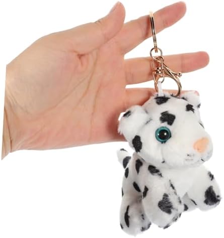 Amosfun 2pcs Plush Keychain Snow Leopard Luggage Pendant