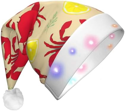 Lobster Crab Print LED Christmas Hat for Adults