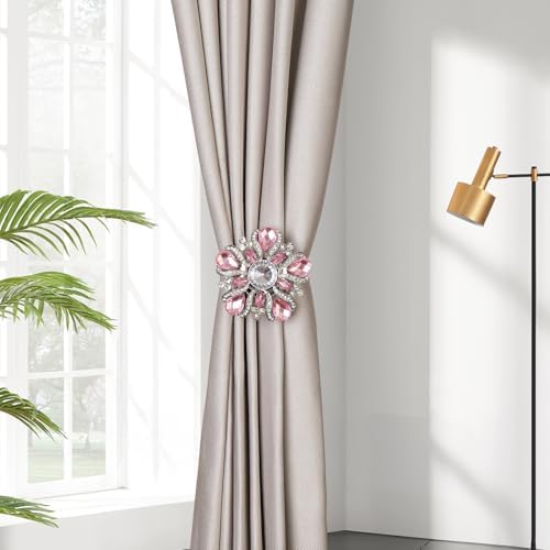 SUQ I OME Luxury Crystal Curtain Holdback with Magnetic Buckle 2PCS