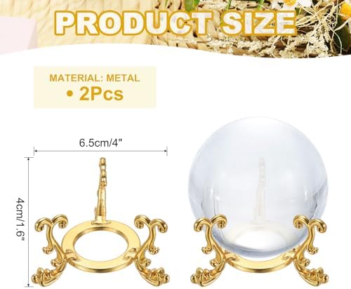 Uxcell 2PCS Metal Crystal Ball Display Stand 1