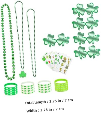 Patricks Day Party Favor Set with Shamrock Glasses Necklace Bracelet Accessories