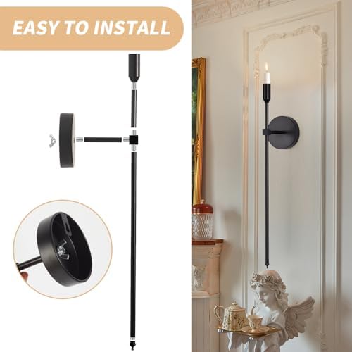 Black Candle Sconces Wall Holder Set of 2