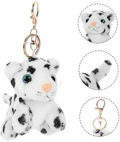 Amosfun 2pcs Plush Keychain Snow Leopard Luggage Pendant
