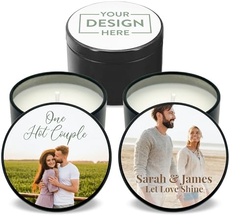 Personalized Candles with Photo Custom Wedding Favor Tin Set