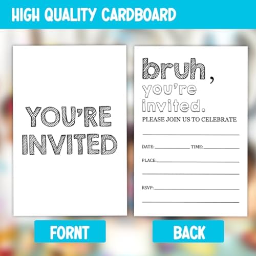 Simple Black Birthday Party Invitations 30 Cards Envelopes