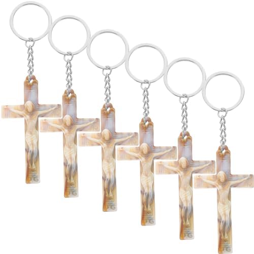 LUOZZY 12 Pcs Cross Keychains Retro Religious Christian Gifts